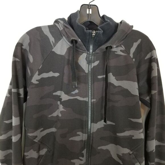 Athleta Women  Triumph Camo Printed Zip Up Hoodie Jacket Sz L Gray Athletic - Picture 2 of 8